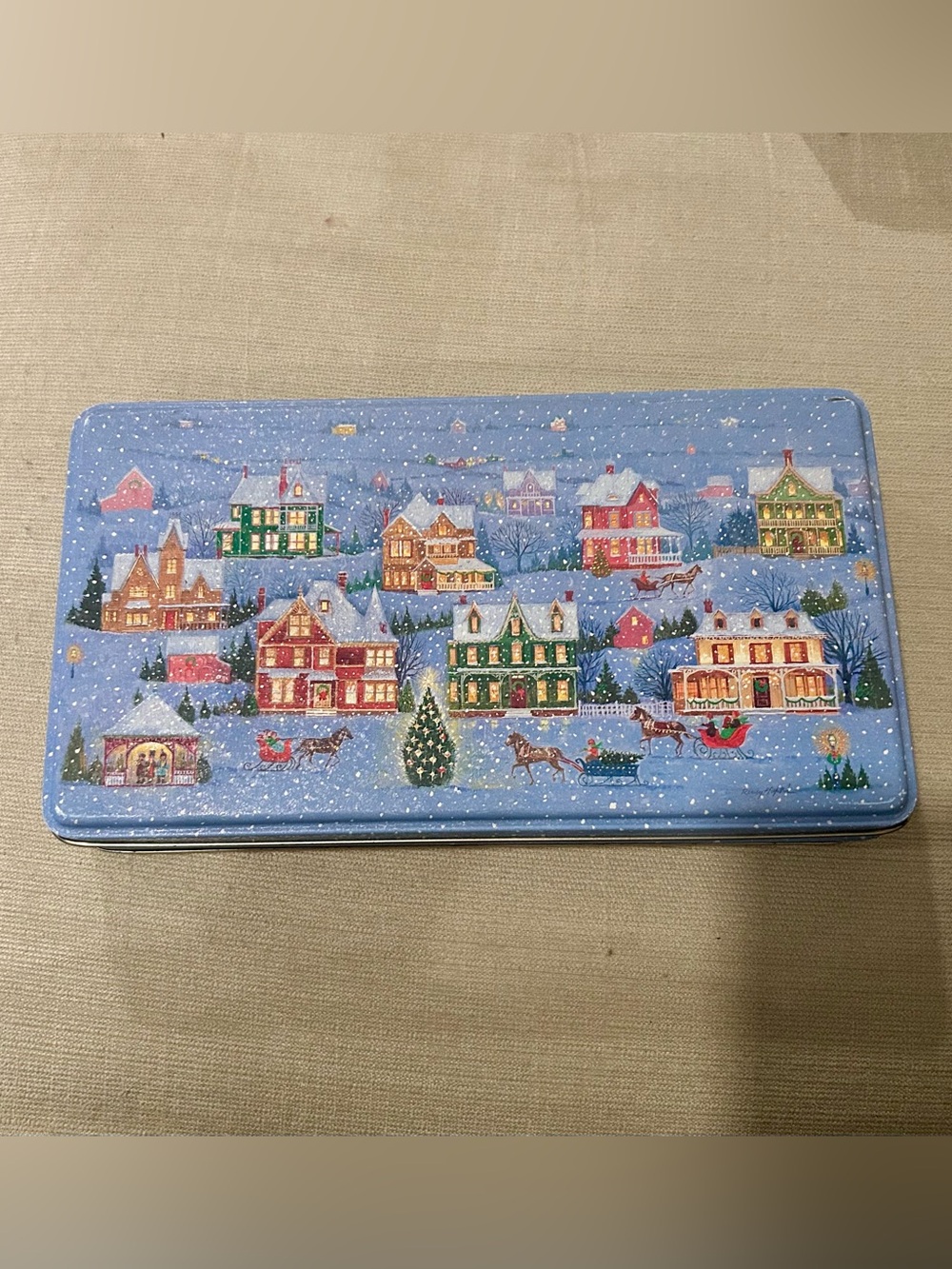 Vintage Keller-Charles Christmas Tin - Victorian Winter Village